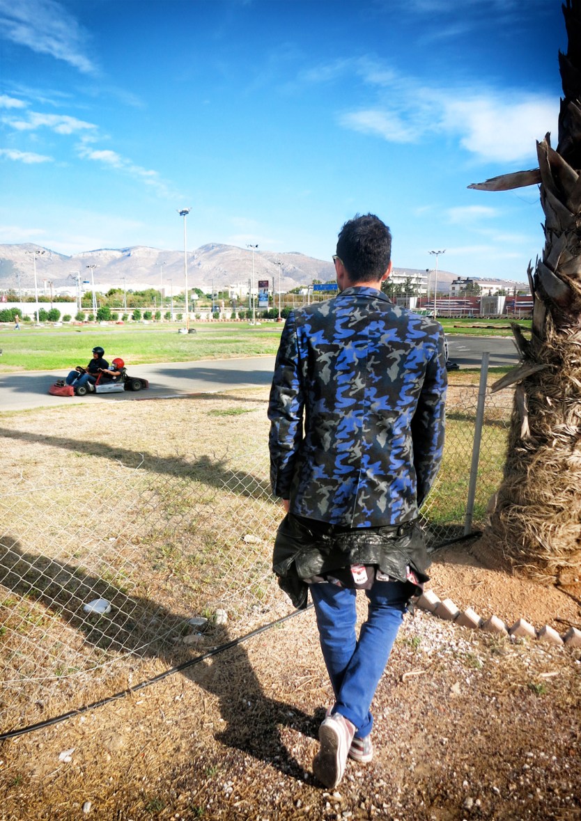 camouflage print blazer